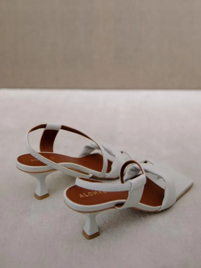 ALOHAS Mules Asymmetric Straps 8211 White Leather Mules 8211 Women