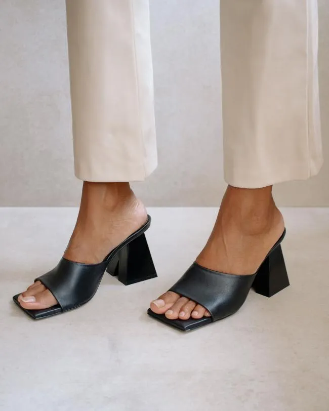 ALOHAS Mules Dune 8211 Black Leather Sandals 8211 Women