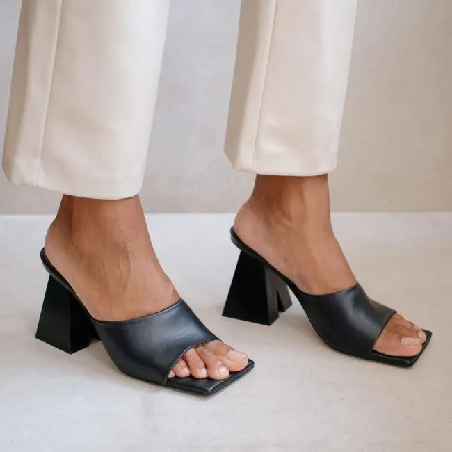 ALOHAS Mules Dune 8211 Black Leather Sandals 8211 Women