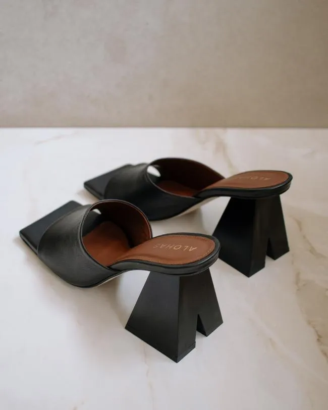 ALOHAS Mules Dune 8211 Black Leather Sandals 8211 Women