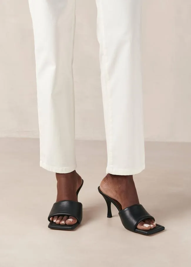 ALOHAS Mules Puffy 8211 Black Leather Mules 8211 Women
