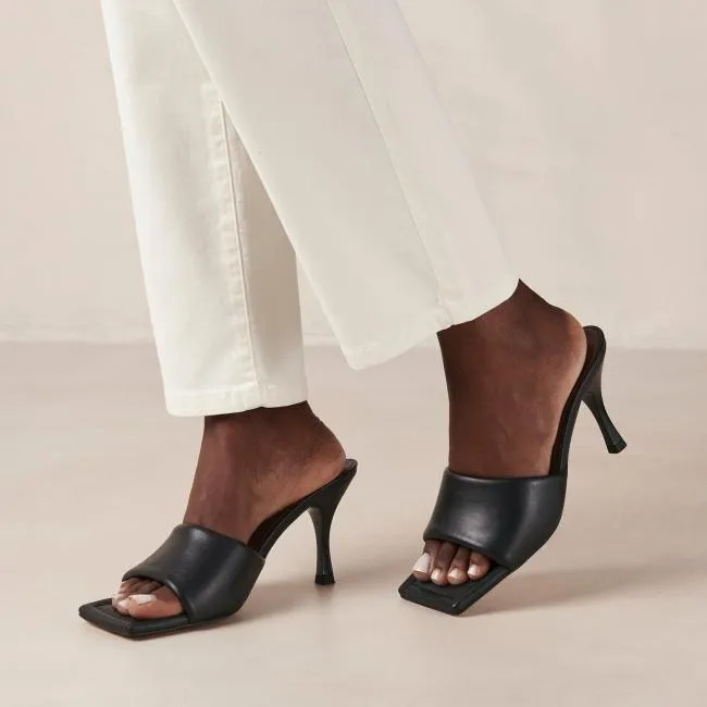 ALOHAS Mules Puffy 8211 Black Leather Mules 8211 Women