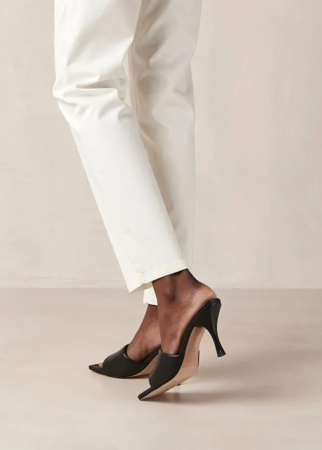 ALOHAS Mules Puffy 8211 Black Leather Mules 8211 Women