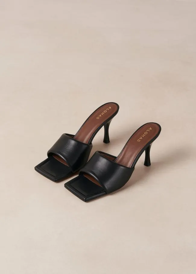 ALOHAS Mules Puffy 8211 Black Leather Mules 8211 Women