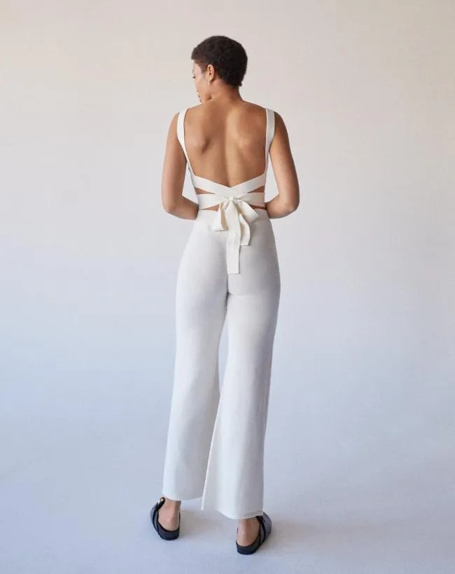 ALOHAS Pants Easy Wide 8211 White Knit Pants 8211 Women