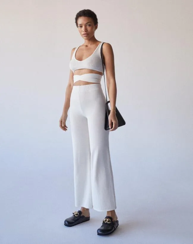 ALOHAS Pants Easy Wide 8211 White Knit Pants 8211 Women