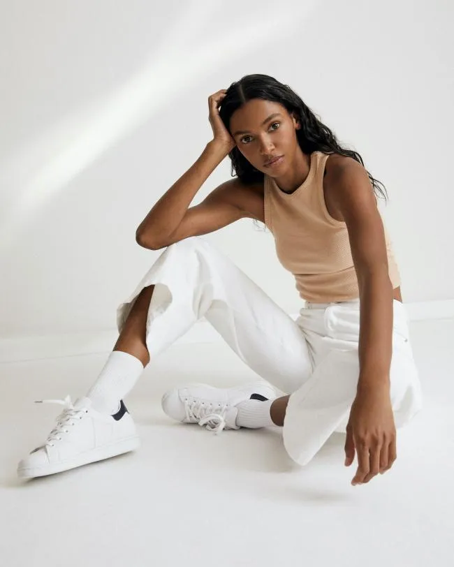 ALOHAS Pants Piano 8211 White Wide Leg Jeans 8211 Women