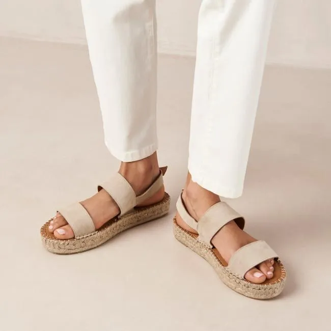 ALOHAS Sandals Double Strap 8211 Beige Suede Espadrilles 8211 Women