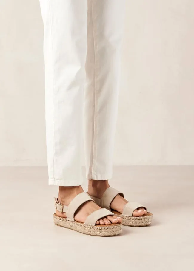 ALOHAS Sandals Double Strap 8211 Beige Suede Espadrilles 8211 Women