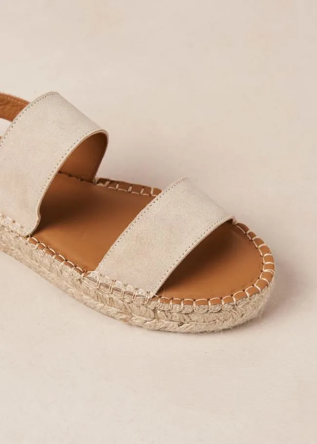 ALOHAS Sandals Double Strap 8211 Beige Suede Espadrilles 8211 Women