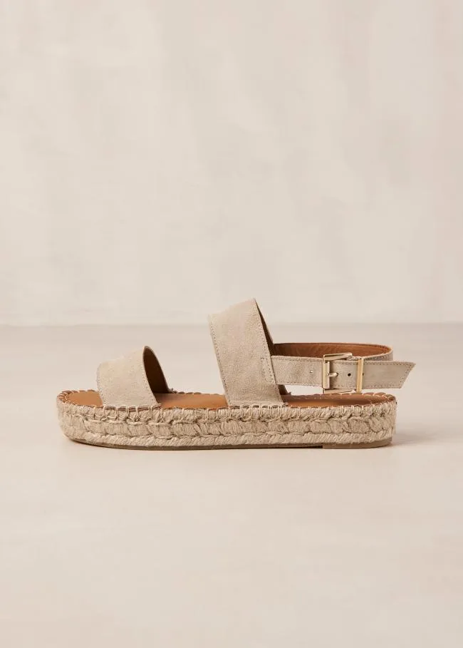 ALOHAS Sandals Double Strap 8211 Beige Suede Espadrilles 8211 Women