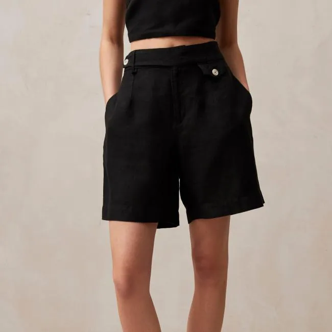 ALOHAS Shorts Boa 8211 Black Linen Shorts 8211 Women