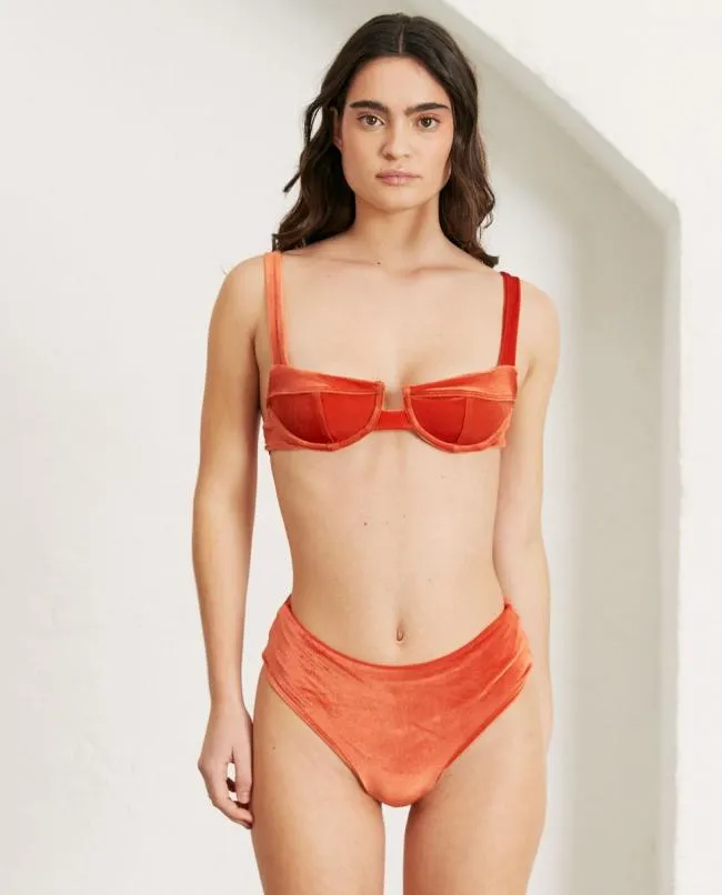 ALOHAS Swimwear The Pentagon 8211 Orange Velvet Bikini Bottom 8211 Women