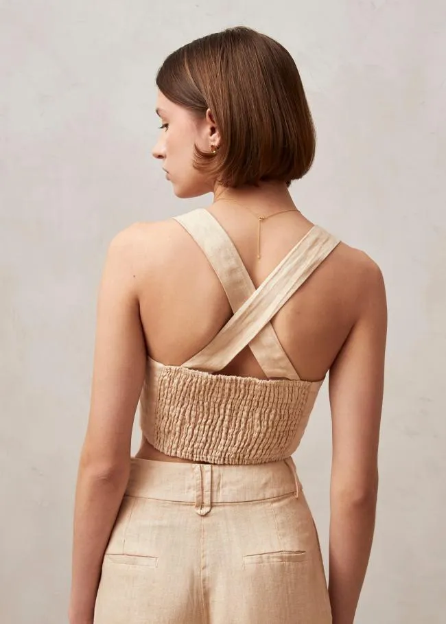 ALOHAS Tops Rai 8211 Beige Linen Top 8211 Women