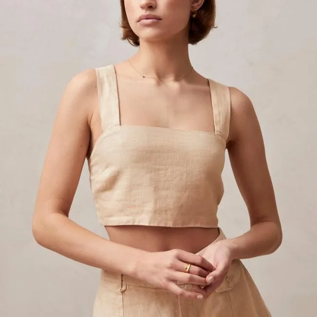 ALOHAS Tops Rai 8211 Beige Linen Top 8211 Women