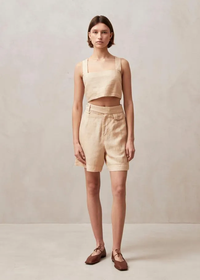 ALOHAS Tops Rai 8211 Beige Linen Top 8211 Women