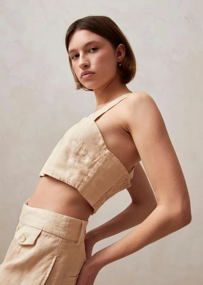 ALOHAS Tops Rai 8211 Beige Linen Top 8211 Women