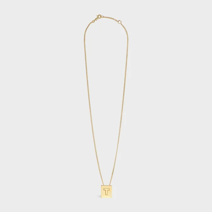 Alphabet T Necklace In Brass With Gold Finish Gold Women CELINE ALPHABET
