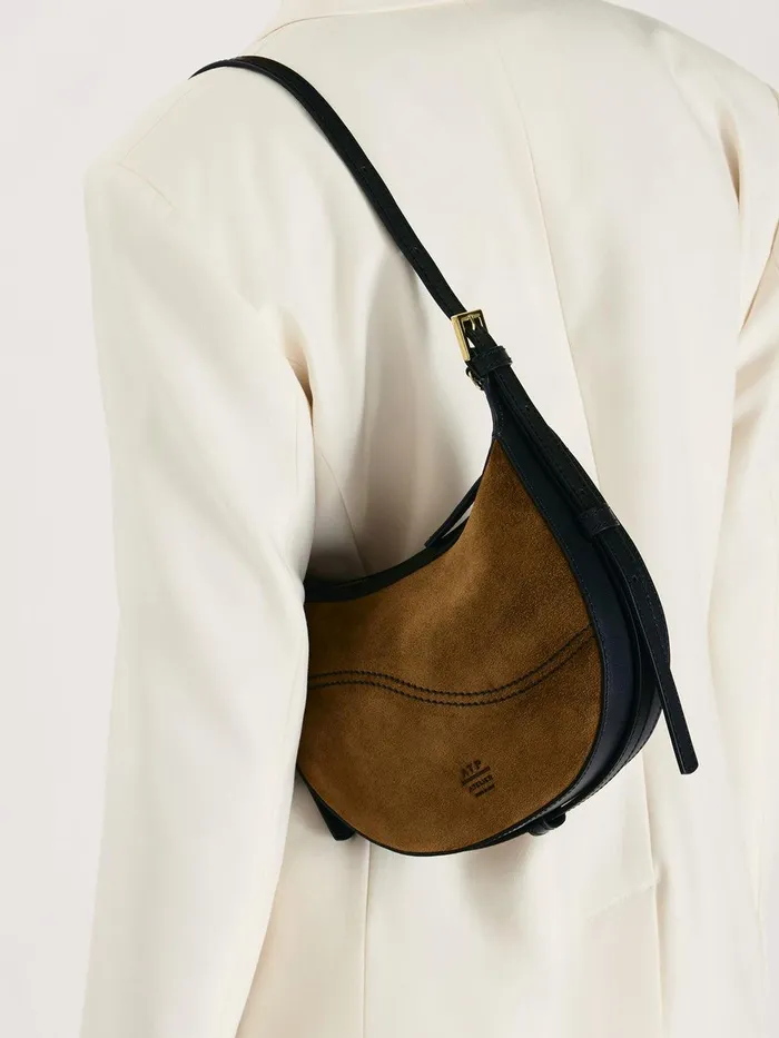 ATP Atelier Mini Bags Silea CannellaBlack SuedeLeather Mini Hobo Bag Cannellablack 8211 Women