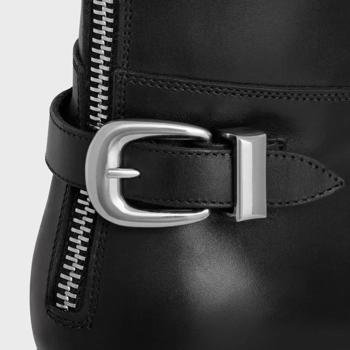 Back Buckle Zipped Isaac Boot In Shiny Calfskin Black Men CELINE BOOTS