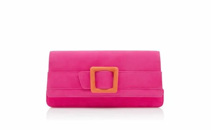 Bags Women Manolo Blahnik MAYGOTBright Pink And Orange Suede Buckle Clutch Bags Women Manolo Blahnik MAYGOTBright Pink And Orange Suede Buckle Clutch