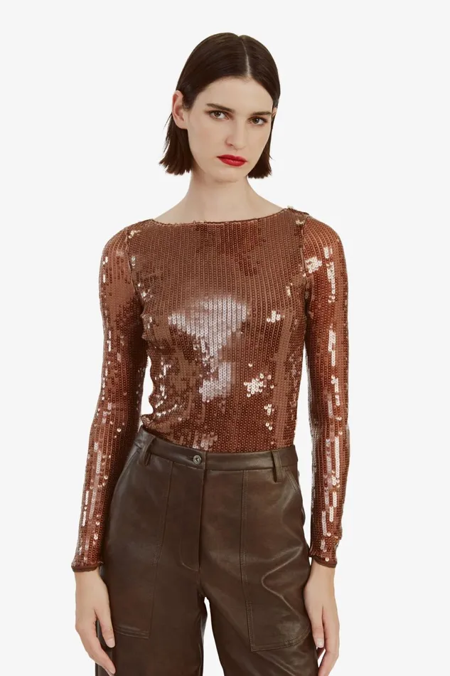 Bardot Bodysuits Brenna Sequin Bodysuit In Chocolate 8211 Women Bardot Bodysuits Brenna Sequin Bodysuit In Chocolate 8211 Women