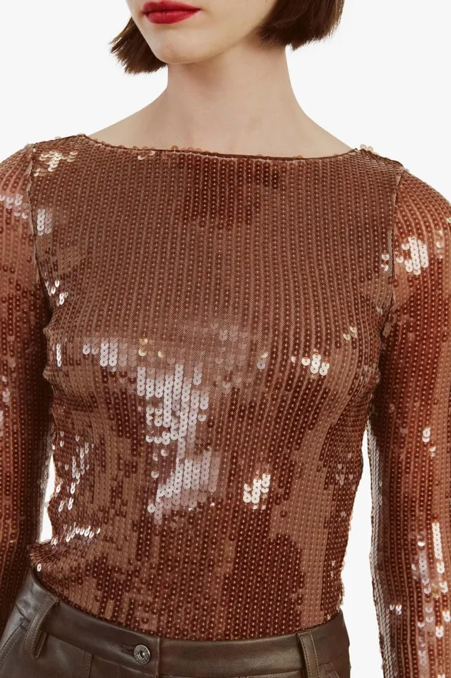 Bardot Bodysuits Brenna Sequin Bodysuit In Chocolate 8211 Women Bardot Bodysuits Brenna Sequin Bodysuit In Chocolate 8211 Women