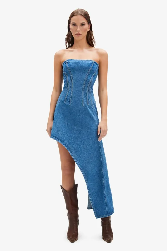 Bardot Day To Night Dresses Amory Denim Midi Dress In Vintage Blue 8211 Women Bardot Day To Night Dresses Amory Denim Midi Dress In Vintage Blue 8211 Women