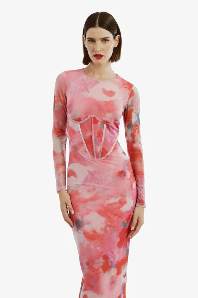 Bardot Day To Night Dresses Lena Mesh Midi Dress In Wildflower 8211 Women Bardot Day To Night Dresses Lena Mesh Midi Dress In Wildflower 8211 Women