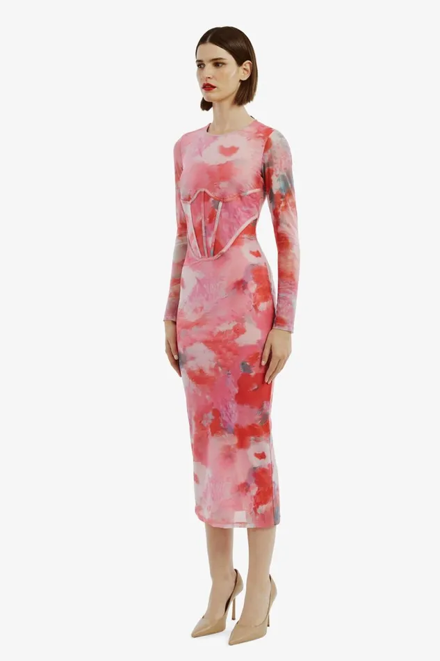 Bardot Day To Night Dresses Lena Mesh Midi Dress In Wildflower 8211 Women Bardot Day To Night Dresses Lena Mesh Midi Dress In Wildflower 8211 Women
