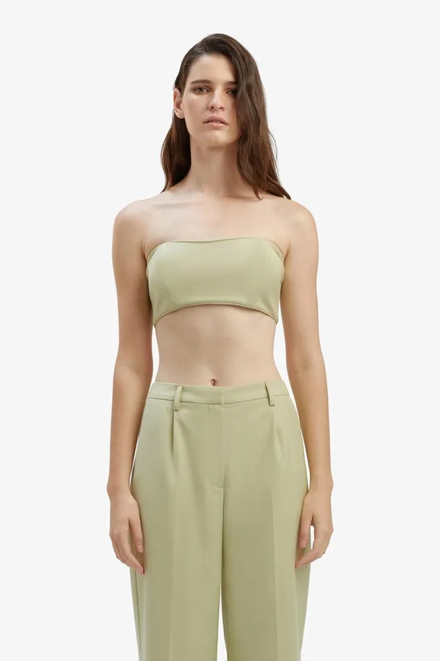 Bardot Party Tops Charlize Strapless Crop Top In Pale Khaki 8211 Women Bardot Party Tops Charlize Strapless Crop Top In Pale Khaki 8211 Women