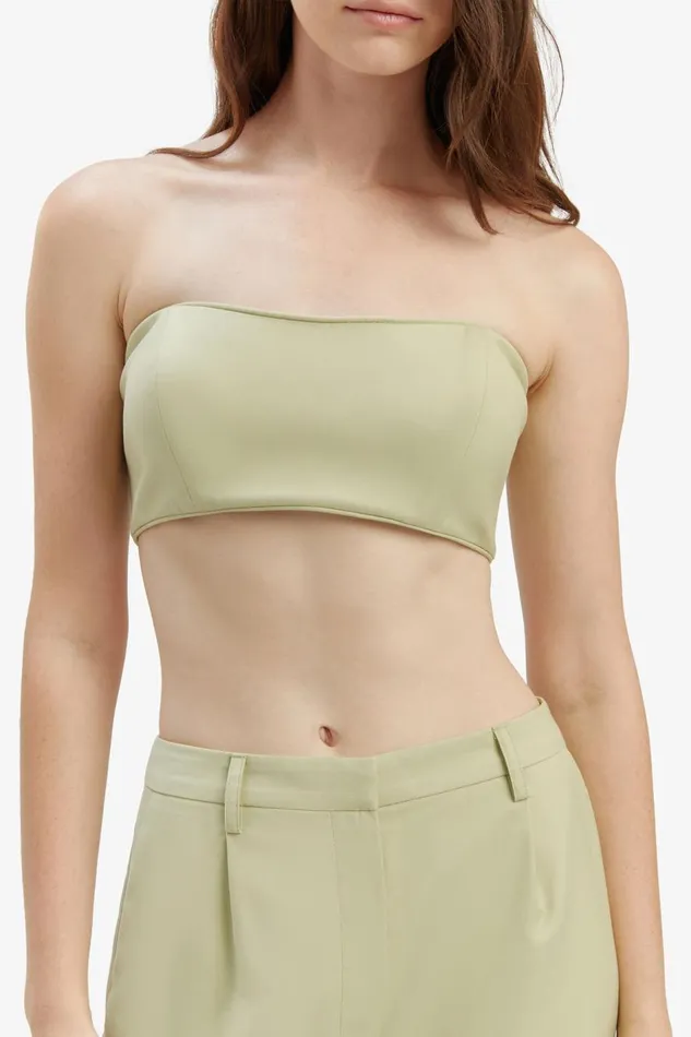 Bardot Party Tops Charlize Strapless Crop Top In Pale Khaki 8211 Women Bardot Party Tops Charlize Strapless Crop Top In Pale Khaki 8211 Women
