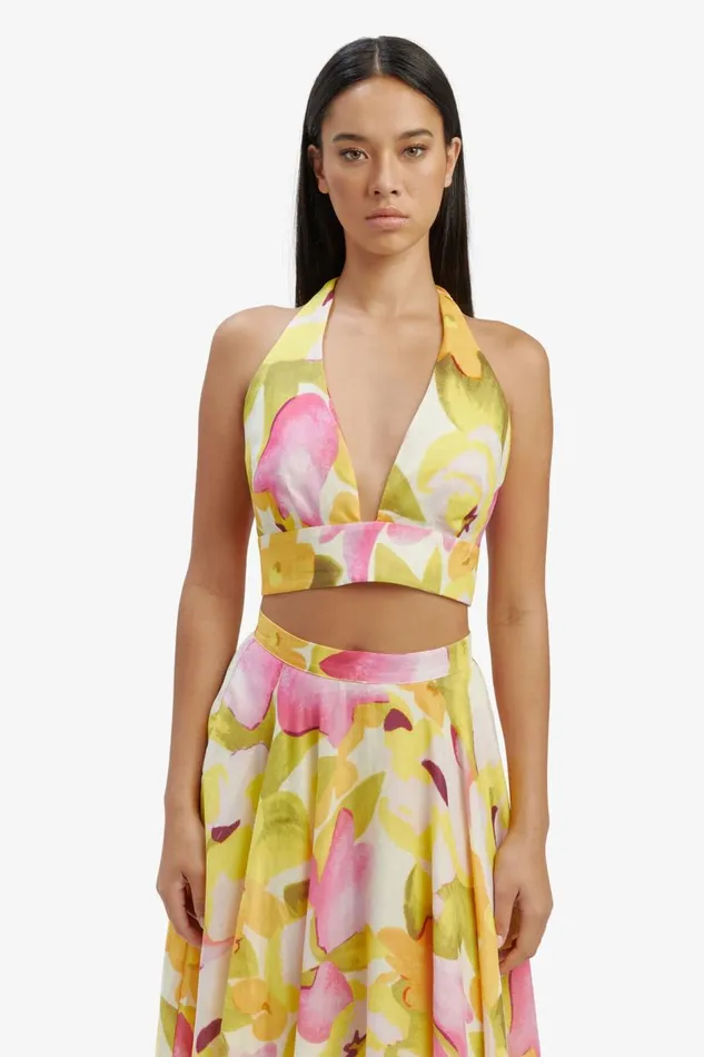 Bardot Party Tops Nicolette Halter Crop Top In Wall Flrl 8211 Women Bardot Party Tops Nicolette Halter Crop Top In Wall Flrl 8211 Women