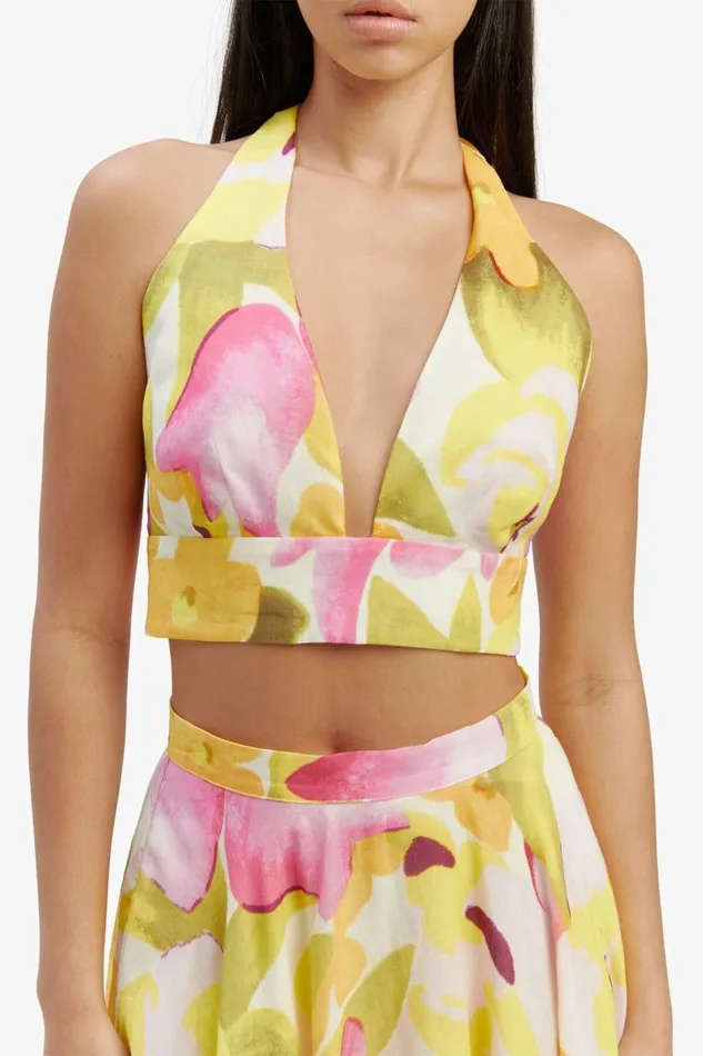 Bardot Party Tops Nicolette Halter Crop Top In Wall Flrl 8211 Women Bardot Party Tops Nicolette Halter Crop Top In Wall Flrl 8211 Women