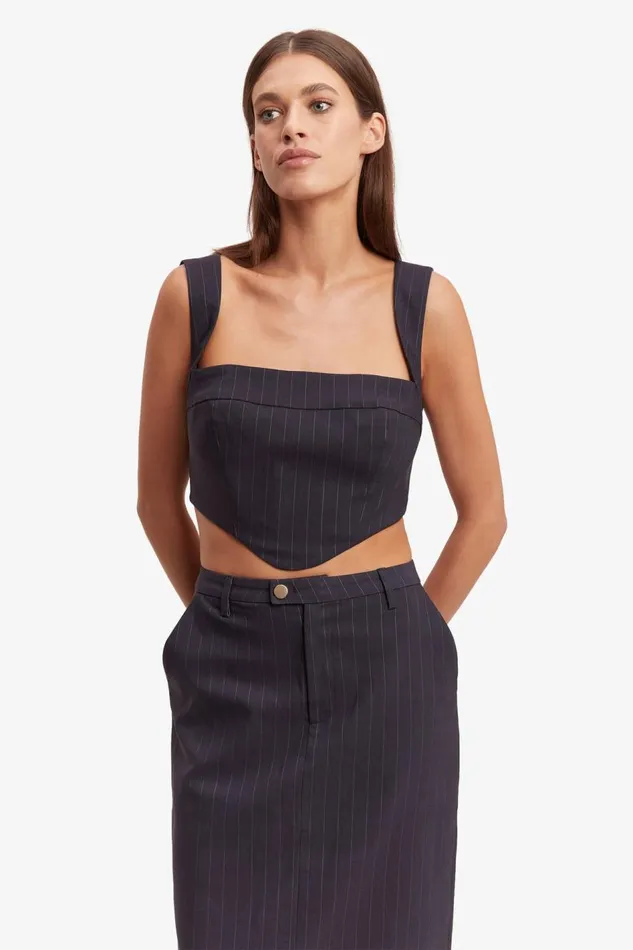 Bardot Party Tops Sian Pin Stripe Bustier In Navy Pinstripe 8211 Women Bardot Party Tops Sian Pin Stripe Bustier In Navy Pinstripe 8211 Women