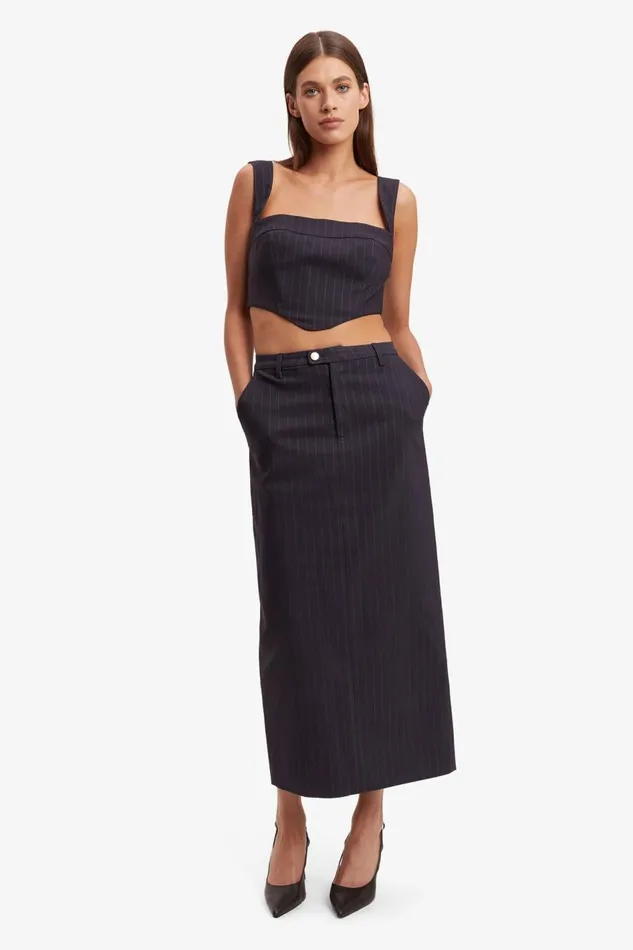Bardot Party Tops Sian Pin Stripe Bustier In Navy Pinstripe 8211 Women Bardot Party Tops Sian Pin Stripe Bustier In Navy Pinstripe 8211 Women