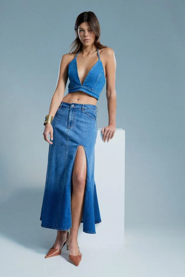 Bardot Skirts Cynthia Mid Maxi Skirt In Mid Blue 8211 Women