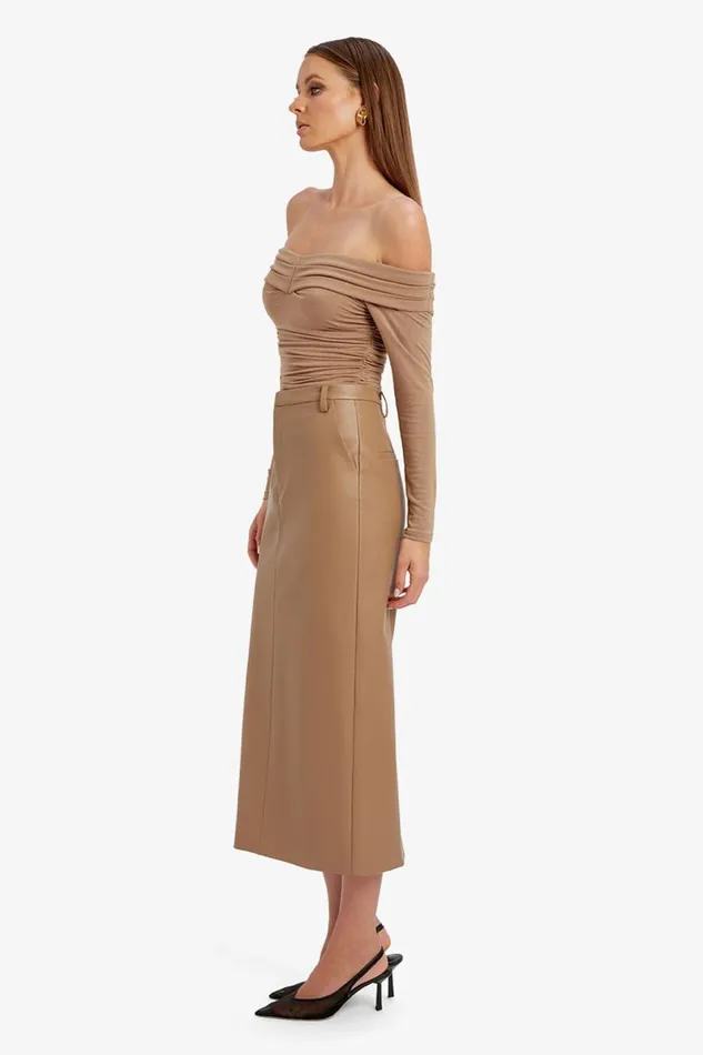 Bardot Skirts Tailored Vegan Leather Skirt In Soft Camel 8211 Women Bardot Skirts Tailored Vegan Leather Skirt In Soft Camel 8211 Women