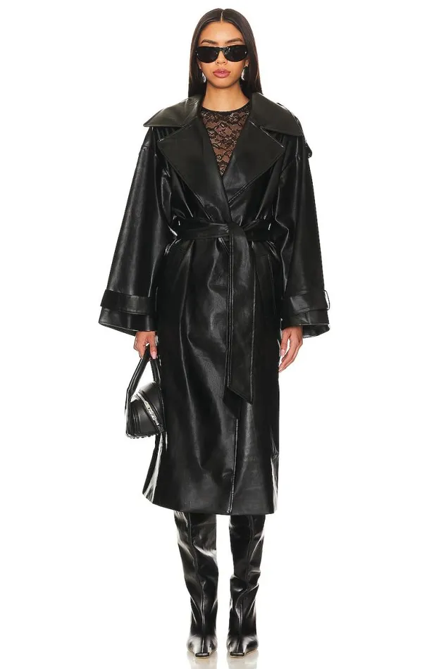 Barrett Faux Leather Coat Black Women Lovers and Friends Jackets and Coats