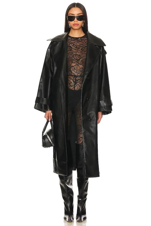 Barrett Faux Leather Coat Black Women Lovers and Friends Jackets and Coats