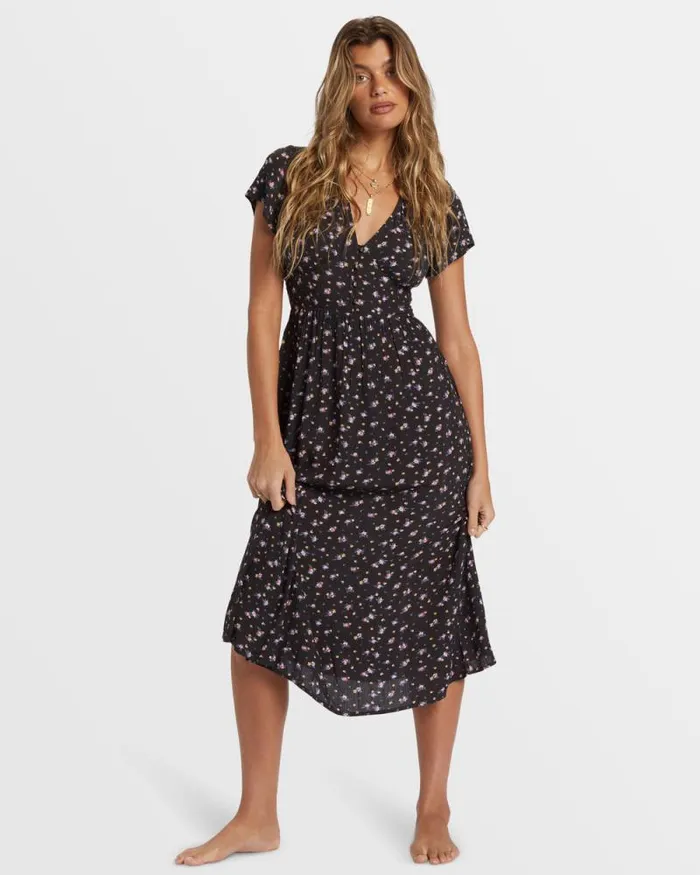 Billabong Dresses Morning Sky Midi Dress Black Sands 8211 Women