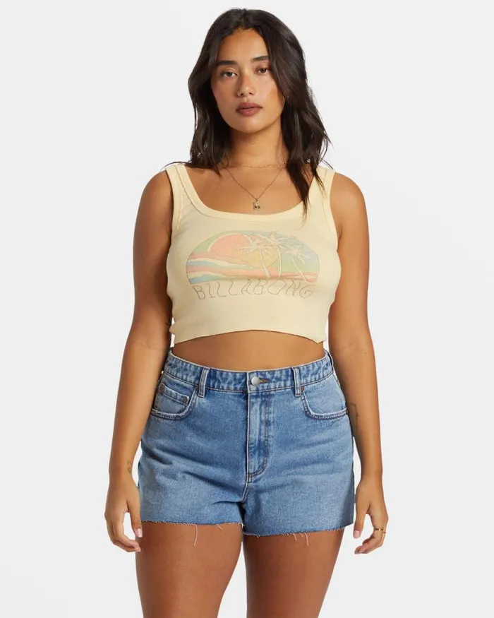 Billabong Graphic Tees and Tanks Escape To Nature Cropped Tank Top Retro Yellow 8211 Women Billabong Graphic Tees and Tanks Escape To Nature Cropped Tank Top Retro Yellow 8211 Women