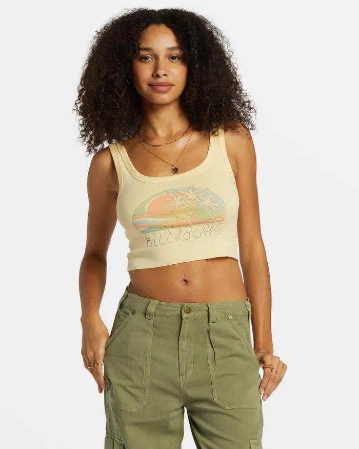 Billabong Graphic Tees and Tanks Escape To Nature Cropped Tank Top Retro Yellow 8211 Women Billabong Graphic Tees and Tanks Escape To Nature Cropped Tank Top Retro Yellow 8211 Women