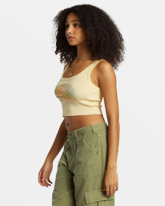 Billabong Graphic Tees and Tanks Escape To Nature Cropped Tank Top Retro Yellow 8211 Women Billabong Graphic Tees and Tanks Escape To Nature Cropped Tank Top Retro Yellow 8211 Women