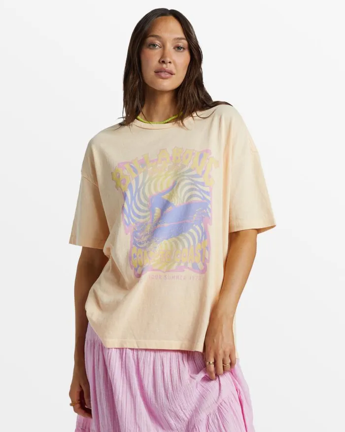 Billabong Graphic Tees and Tanks Since 73 Oversized TShirt Peach Whip 8211 Women Billabong Graphic Tees and Tanks Since 73 Oversized TShirt Peach Whip 8211 Women