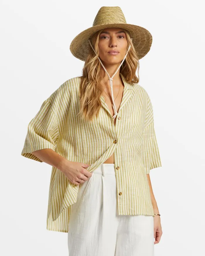 Billabong Matching Sets Beach Side Oversized Short Sleeve Shirt Moss Joy 8211 Women