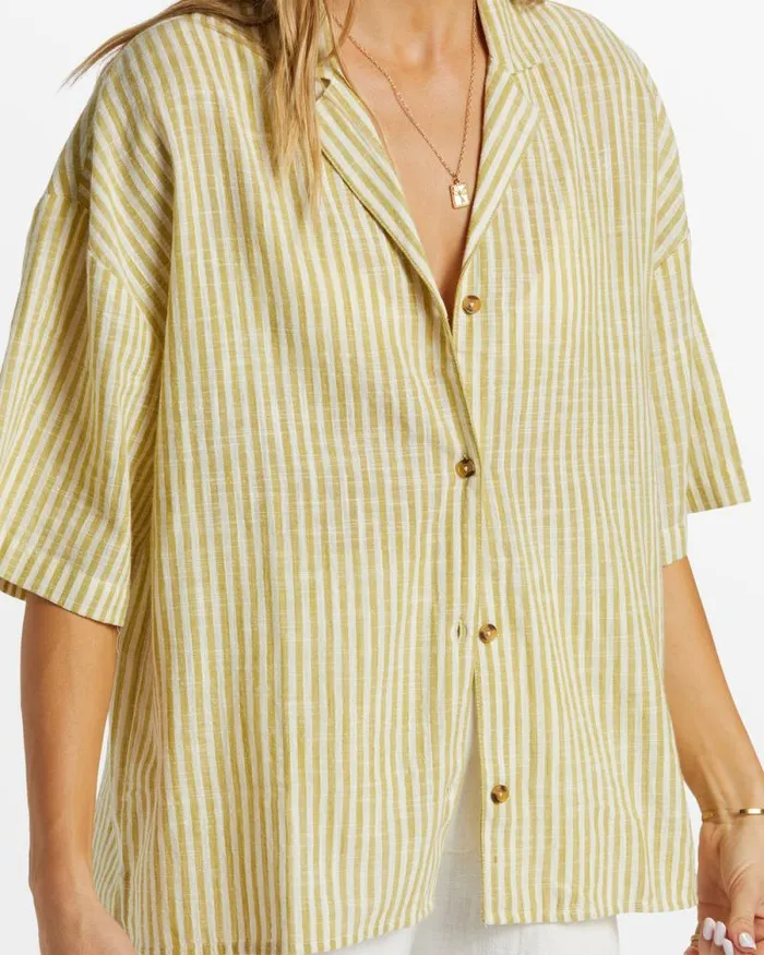 Billabong Matching Sets Beach Side Oversized Short Sleeve Shirt Moss Joy 8211 Women Billabong Matching Sets Beach Side Oversized Short Sleeve Shirt Moss Joy 8211 Women
