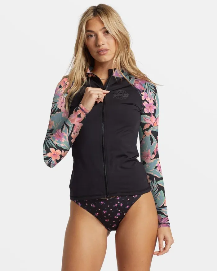 Billabong Rashguards and Bodysuits Core Long Sleeve ZipUp Rashguard Black 8211 Women Billabong Rashguards and Bodysuits Core Long Sleeve ZipUp Rashguard Black 8211 Women