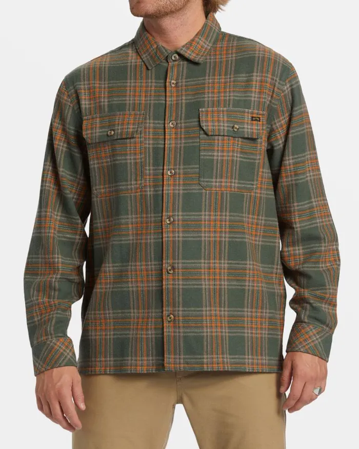 Billabong Shirts Offshore Long Sleeve Flannel Shirt Fern 8211 Men