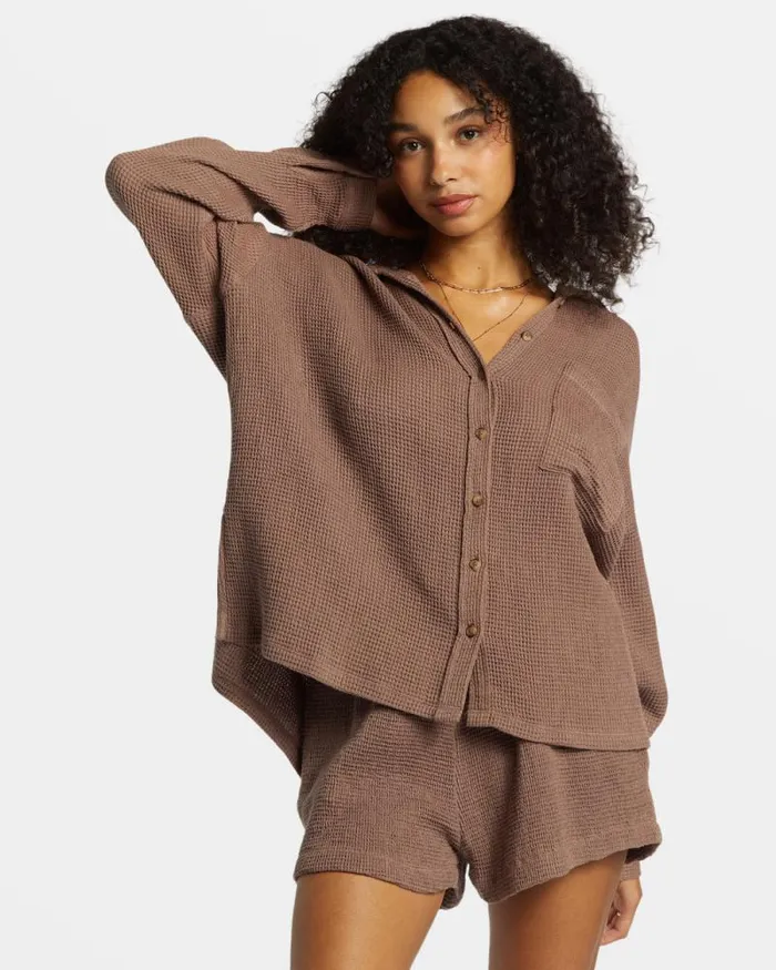 Billabong Tops Odyssey Long Sleeve Shacket Kona 8211 Women Billabong Tops Odyssey Long Sleeve Shacket Kona 8211 Women